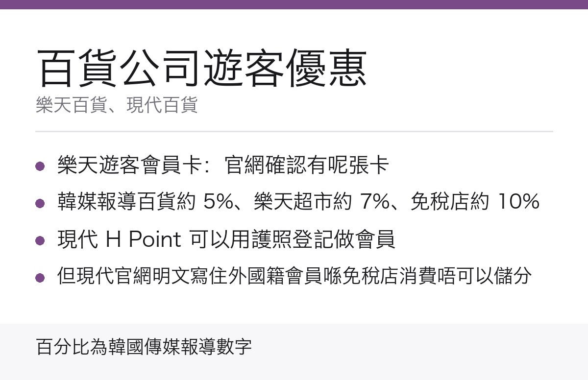 韓國百貨公司遊客優惠重點