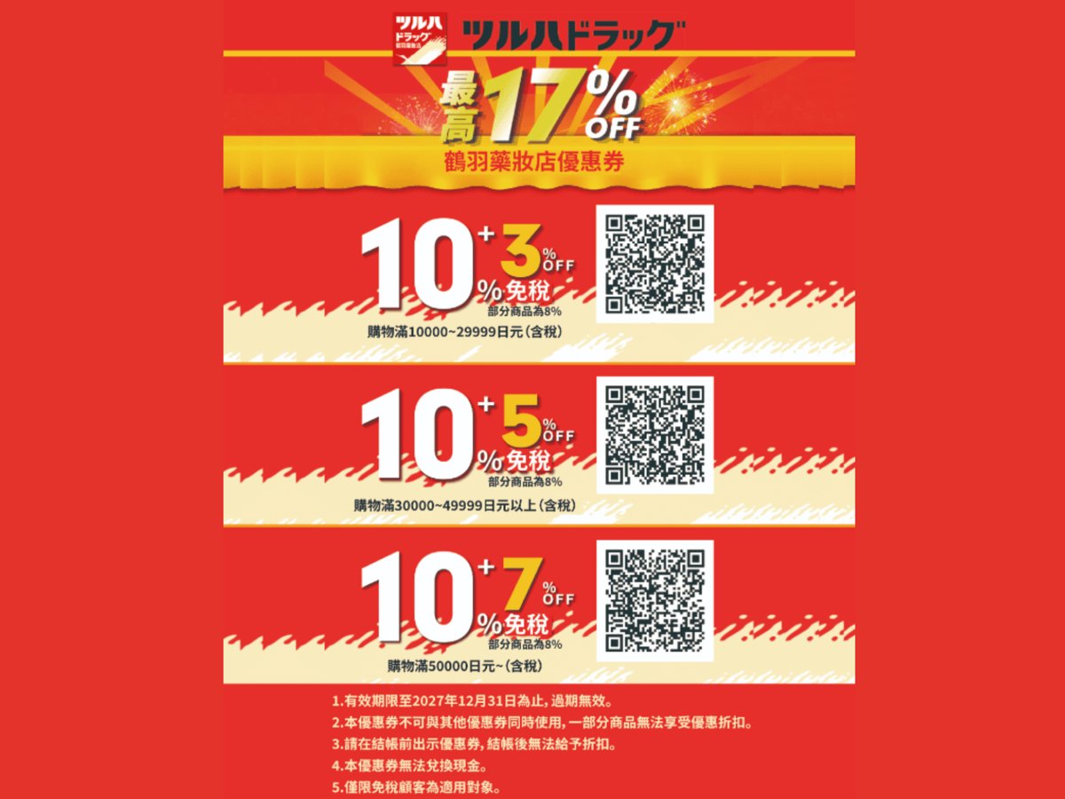 鶴羽藥妝 Tsuruha Drug 優惠券 QR Code