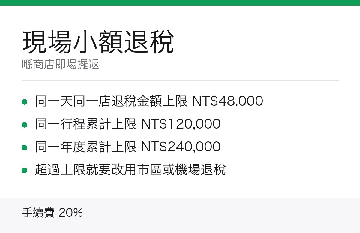台灣現場小額退稅重點