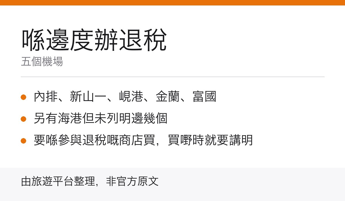 越南退稅機場重點